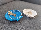 Sieradenschaaltjes - Set van 2 stuks - Amuseschaaltjes - Schelpvormpjes - Blauw/Wit - Juwelenbakje