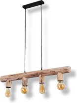 Vintage  Boho-stijl, Moderne  hanglamp zwart, licht hout, 4 lichts  Scandinavisch voor  Eetkamer Plafondlamp, slaapkamer Houten Hanglamp, woonkamer Vintage Hang Plafondlamp