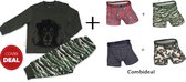 Frogs and Dogs - kinder - jongens - COMBIDEAL - pyjama en 4x boxers- Lion/Leeuw - jungle safari - maat 140