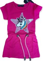 Jurk - Unicorn - Omkeerbare pailletten - Fuchsia