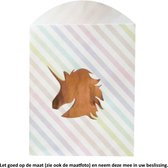Papieren Zakjes - Wit met Eenhoorn – 10 Stuks – 12 bij 19 cm – Gift Bag – Geschenkzakjes – Cadeau – Cadeauzakjes - Fournituren - Traktatie - Snoep - Koek - Feestje - Verjaardag - Party - Unicorn