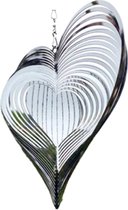 Artick Windspinner - Windvanger - Hartvormig - Tuin Decoratie - 20x20 cm - RVS - Zilver