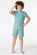 Woody pyjama jongens - zeegroen - mandrill aap all-over print - 221-1-PZA-Z/979 - maat 140