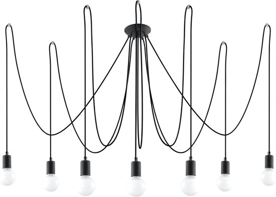 Sollux - Hanglamp Edison 7 lichts E27 zwart