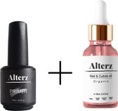 Alterz Primer & Nagelriemolie 2-in-1 - 2x15ml - UV gellak set - Nagellak set - Primer - Nagelriemen - Nagelolie - Nagellak - Nagelverzorging