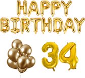 34 jaar Verjaardag Versiering Ballon Pakket Goud