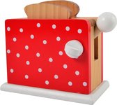 Magni- houten broodrooster - voor bij een speelkeuken -  Rood met dots - 3 jaar +