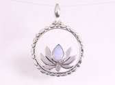 Ronde zilveren lotus bloem hanger met Australische opaal