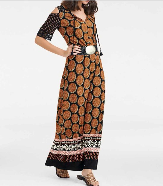 Foto: Maxi viscose zomer jurk met uitsparingen van duitse modehuis rick cardona veelkleurig maat 36