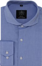 Vercate - Strijkvrij Overhemd - Donkerblauw - Slim Fit - Royal Oxford Katoen - Lange Mouw - Heren - Maat 43/XL