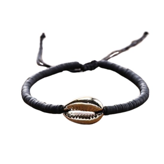 Marama - Bracelet Shell Black and Gold - bracelet ajustable - unisexe