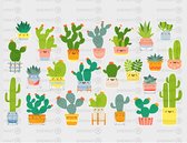 Schattige cacti stickers - cactus stickers - agenda planner stickers - planten stickers - journal scrapbook stickers - 2 stuks