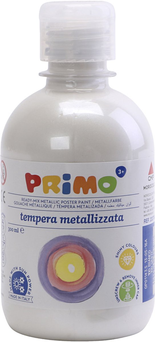 Tempera Verf Metallic , wit, 300 ml/ 1 doos