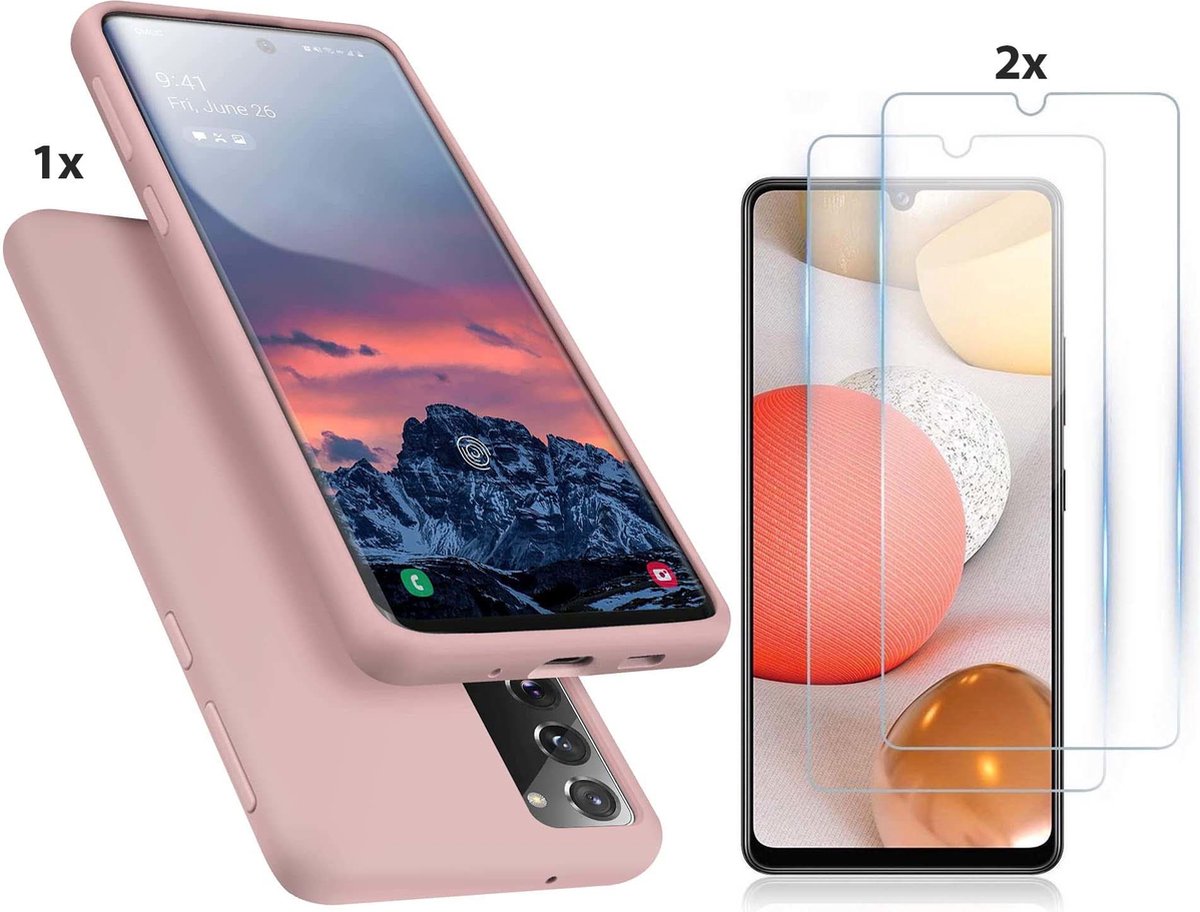 Hoesje Geschikt Voor Samsung Galaxy S20 Hoesje Soft Nano Silicone Backcover Gel Licht Roze Met 2x Glazen Screenprotector