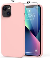 Hoesje Geschikt voor iPhone 12/12 Pro Soft Nano siliconen Gel Baby Roze Hoesje Met 2X Glazen screenprotector