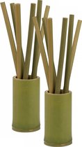 Herbruikbare rietjes van 100% bamboe (12 stuks) + 2 reinigingsborstel + 2 steun , wasbare en milieuvriendelijke rietjes, 100% biologisch afbreekbaar 2XCP6PAILB