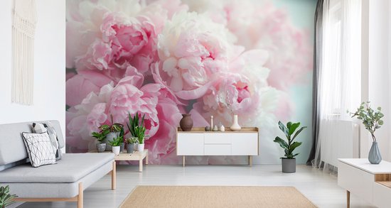 Papier peint photo X 280cm - Papier Peint - Blooming Peonies, Pink, beautiful on the wall, à vendre en 11 tailles, y compris la colle à papier peint