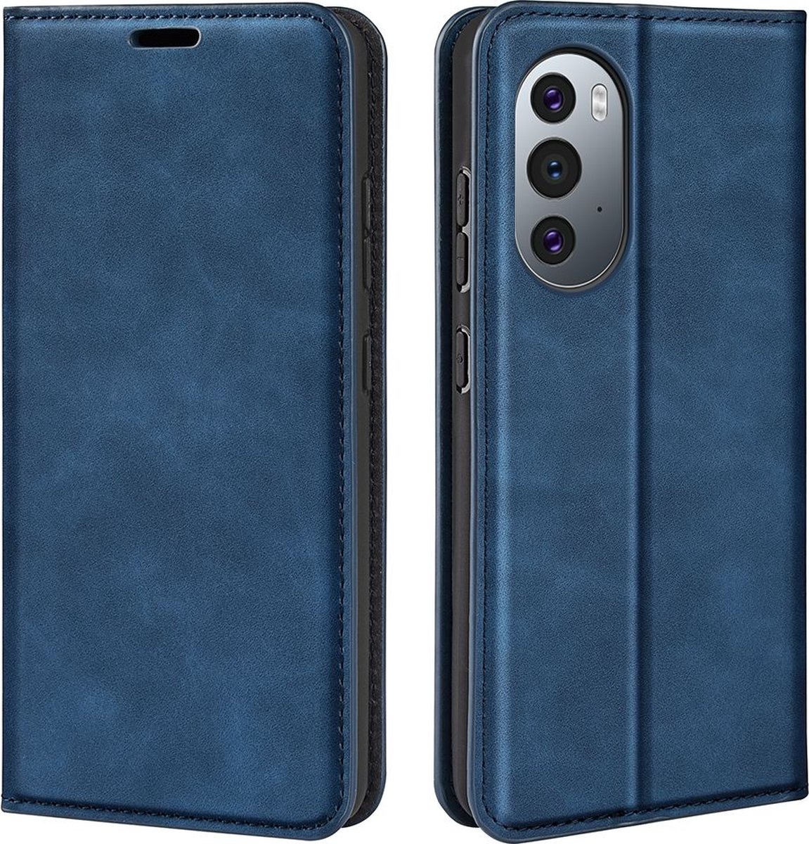 Mobigear Telefoonhoesje geschikt voor Motorola Edge X30 Hoesje | Mobigear Retro Slim Bookcase Portemonnee | Pasjeshouder voor 3 Pasjes | Telefoonhoesje voor Pinpas / OV Kaart / Rijbewijs - Donkerblauw