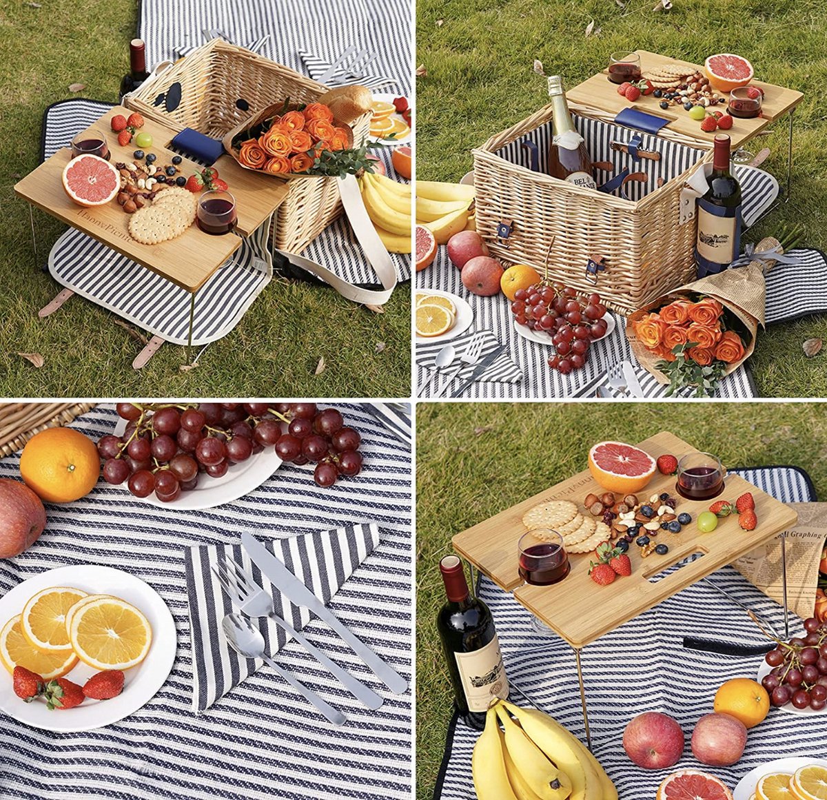 Rieten picknickmand voor 2, 2 personen picknickset, wilgenmand service