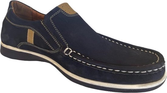 Schoenen- Instapper- Herenschoenen- Mocassins- Loafers schoenen- 220-1- Leer- Blauw 42