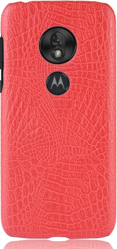 Mobigear Hoesje geschikt voor Motorola Moto G7 Play Telefoonhoesje Hardcase | Mobigear Croco Backcover | Moto G7 Play Case | Back Cover - Rood