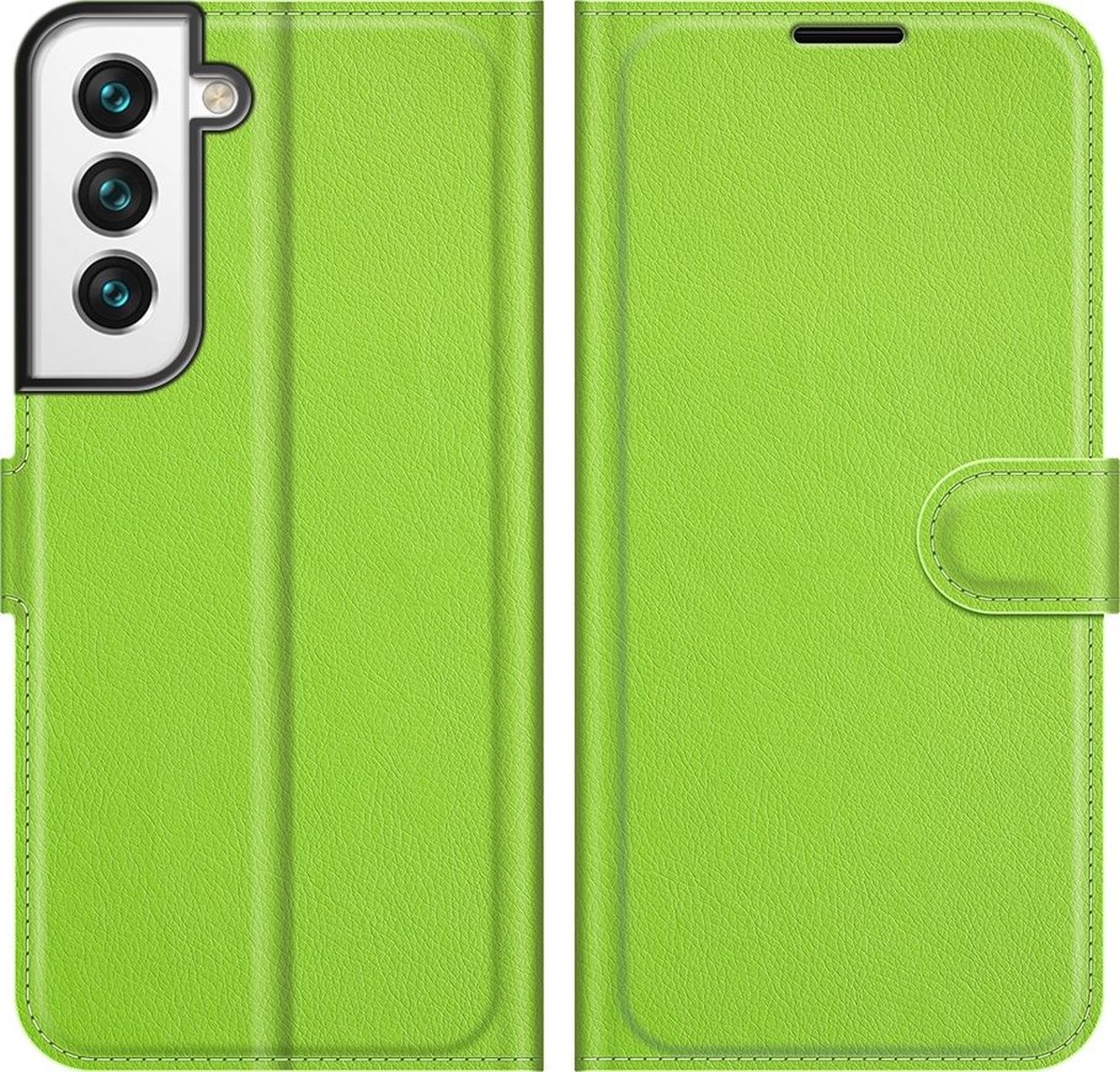 Mobigear Telefoonhoesje geschikt voor Samsung Galaxy S22 Hoesje | Mobigear Classic Bookcase Portemonnee | Pasjeshouder voor 3 Pasjes | Telefoonhoesje voor Pinpas / OV Kaart / Rijbewijs - Groen