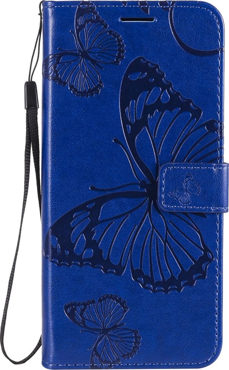 Mobigear Telefoonhoesje geschikt voor OPPO Reno 4 Hoesje | Mobigear Butterfly Bookcase Portemonnee | Pasjeshouder voor 2 Pasjes | Telefoonhoesje voor Pinpas / OV Kaart / Rijbewijs - Blauw