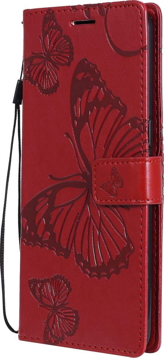 Mobigear Telefoonhoesje geschikt voor OPPO Reno 4 Hoesje | Mobigear Butterfly Bookcase Portemonnee | Pasjeshouder voor 2 Pasjes | Telefoonhoesje voor Pinpas / OV Kaart / Rijbewijs - Rood