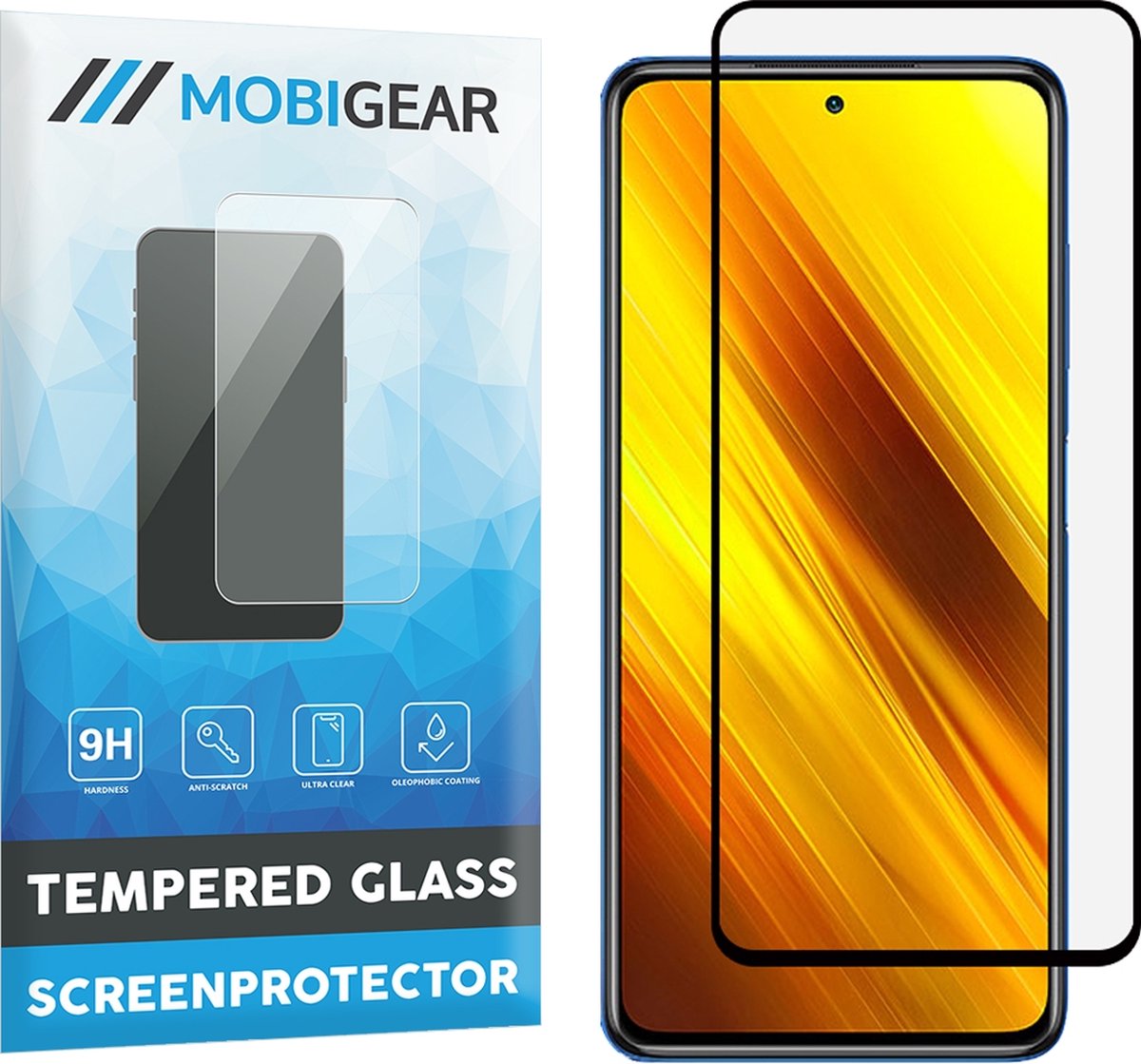 Mobigear Screenprotector geschikt voor POCO X3 Glazen | Mobigear Premium Screenprotector - Case Friendly - Zwart