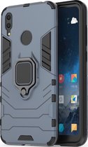 Mobigear Armor Ring Telefoonhoesje geschikt voor Huawei Y7 (2019) Hoesje Hardcase Backcover Shockproof met Ringhouder - Marineblauw