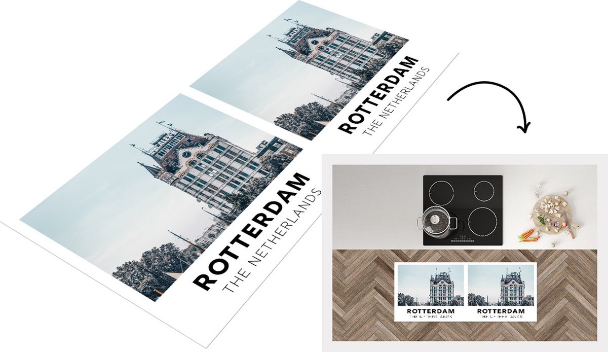 KitchenYeah Keukenloper - Loper keuken - Rotterdam - Nederland - Huis - 120x50 cm - Keukenloper vinyl Multicolor