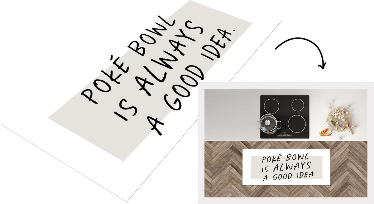 KitchenYeah Keukenloper - Loper keuken - Quotes - Poké bowl is always a good idea - Eten - Spreuken - 120x50 cm - Keukenloper vinyl Multicolor