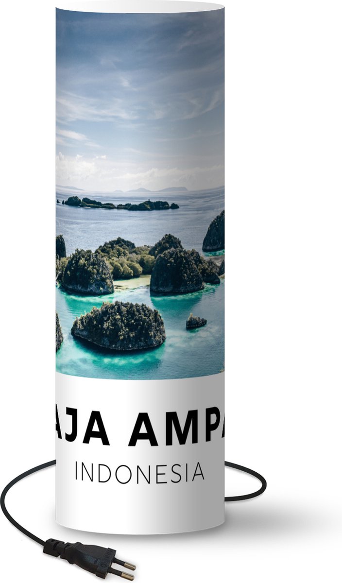 Lamp - Nachtlampje - Tafellamp slaapkamer - Indonesië - Natuur - Water - 60 cm hoog - Ø19.1 cm - Inclusief LED lamp