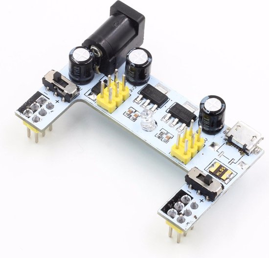 Breadboard voedingsmodule MB102 3.3V / 5V - USB - DC2.1