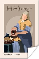 Poster Oude meesters - Kamer decoratie aesthetic - Melkmeisje - Vermeer - Vintage - Pastel - Aesthetic poster - 60x90 cm