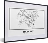Cadre photo avec affiche Zwart Wit- België - Hasselt - Plan de la ville - Carte - Zwart Wit - Carte - 40x30 cm - Cadre pour affiche