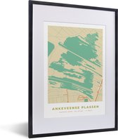 Fotolijst incl. Poster - Vintage - Ankeveense Plassen - Kaart - Stadskaart - Plattegrond - 30x40 cm - Posterlijst