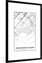 Fotolijst incl. Poster - Stadskaart - Westeinder Plassen - Nederland - Kaart - Plattegrond - 80x120 cm - Posterlijst