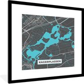 Fotolijst incl. Poster - Nederland - Water - Kaart - Plattegrond - Stadskaart - Kagerplassen - 40x40 cm - Posterlijst