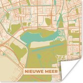 Poster Plattegrond - Nieuwe Meer - Kaart - Stadskaart - Vintage - 30x30 cm
