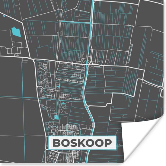 Poster Boskoop - Kaart - Plattegrond - Nederland - Stadskaart - 30x30 cm