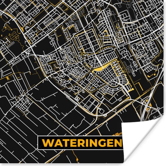 Poster Wateringen - Stadskaart - Goud - Plattegrond - Nederland - Kaart