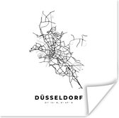 Poster Plattegrond – Düsseldorf – Zwart Wit – Stadskaart - Kaart - 100x100 cm XXL