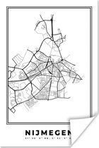 Poster Nederland – Nijmegen – Stadskaart – Kaart – Zwart Wit – Plattegrond - 60x90 cm
