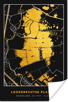 Poster Kaart - Plattegrond - Stadskaart - Nederland - Loosdrechtse Plassen - Goud - 120x180 cm XXL