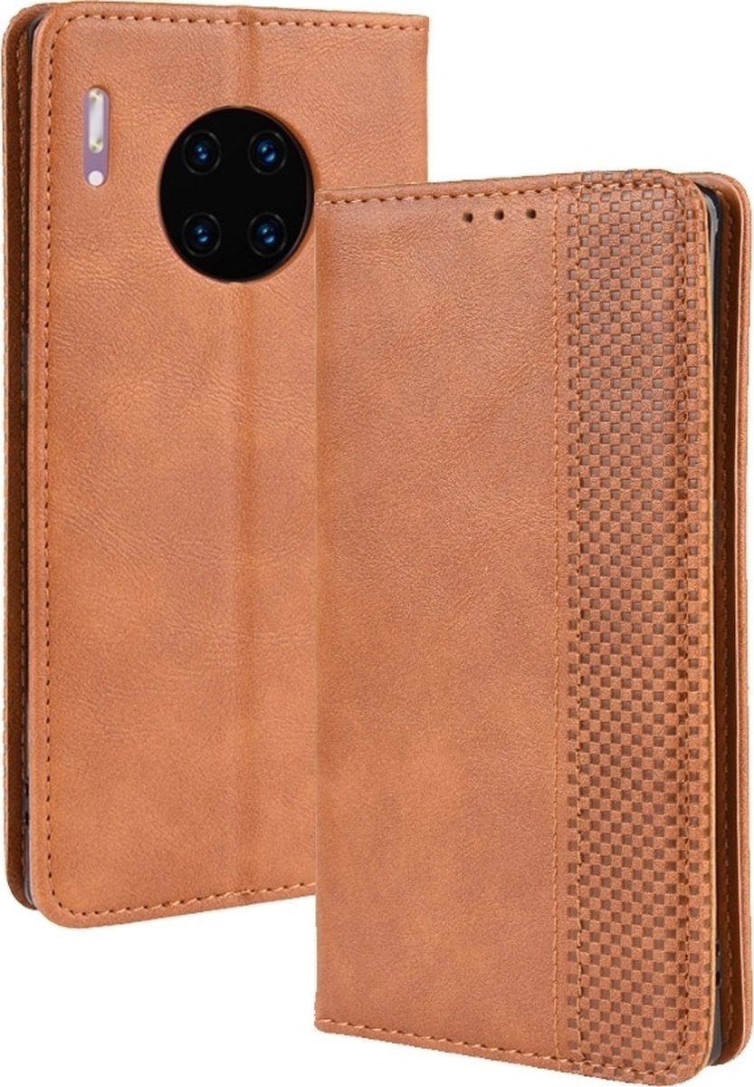 Mobigear Telefoonhoesje geschikt voor Huawei Mate 30 Pro Hoesje | Mobigear Sensation Bookcase Portemonnee | Pasjeshouder voor 3 Pasjes | Telefoonhoesje voor Pinpas / OV Kaart / Rijbewijs - Cognac