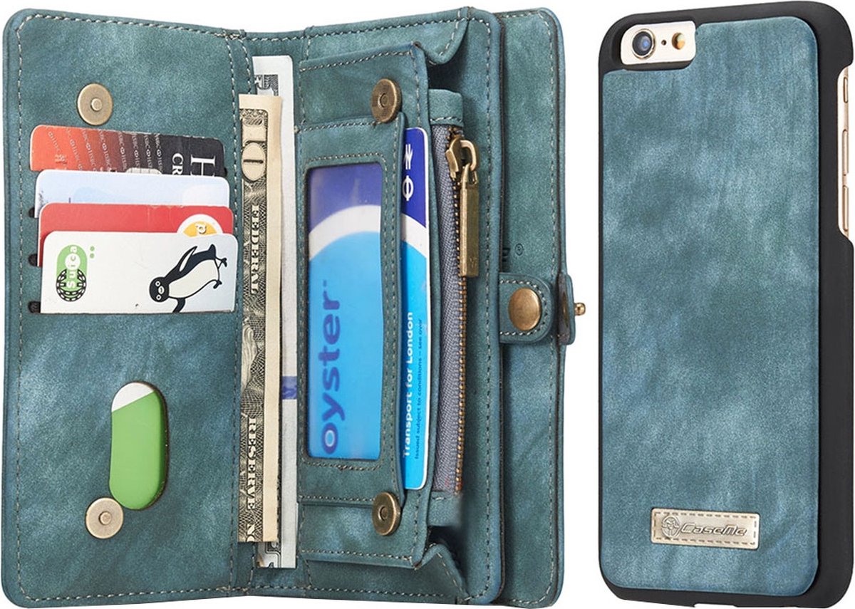 Caseme Telefoonhoesje geschikt voor Apple iPhone 6 Hoesje | Caseme 008 Uitneembare 2in1 Bookcase Portemonnee | Pasjeshouder voor 8 Pasjes | Telefoonhoesje voor Pinpas / OV Kaart / Rijbewijs - Groen