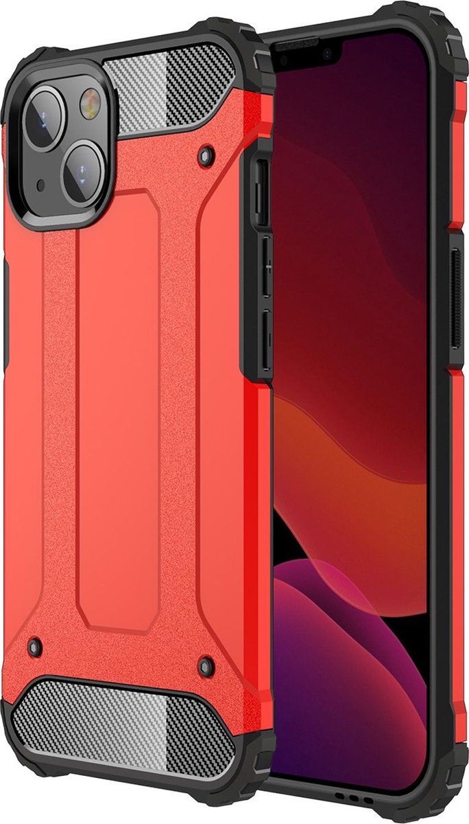 Mobigear Hoesje geschikt voor Apple iPhone 13 Telefoonhoesje Hardcase | Mobigear Outdoor Backcover Shockproof | Schokbestendig iPhone 13 Telefoonhoesje | Anti Shock Proof - Rood