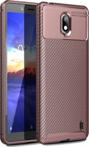 Mobigear Hoesje geschikt voor Nokia 1 Plus Telefoonhoesje Flexibel TPU | Mobigear Racing Backcover | 1 Plus Case | Back Cover - Bruin