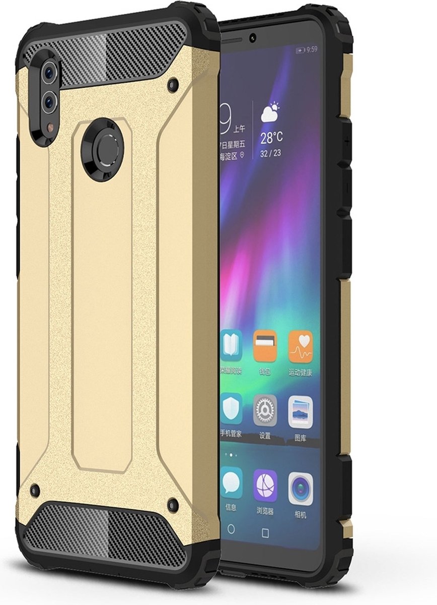 Mobigear Hoesje geschikt voor HONOR Note 10 Telefoonhoesje Hardcase | Mobigear Outdoor Backcover Shockproof | Schokbestendig Note 10 Telefoonhoesje | Anti Shock Proof - Goud